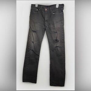Levi's Black Slim Straight Distressed Jeans